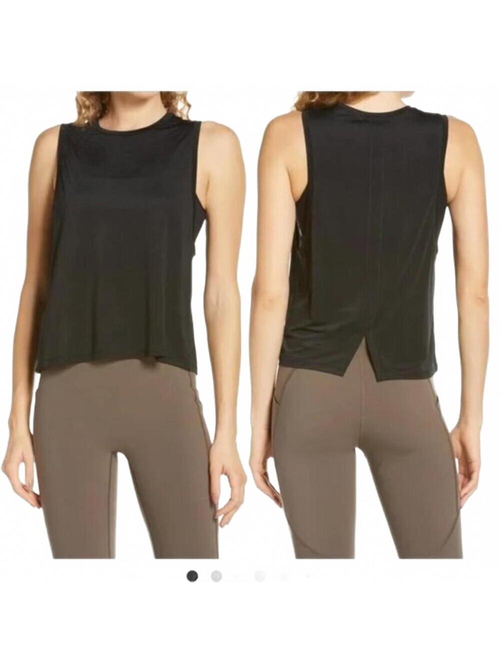Spanx Go Lightly Crop Tank Top Muscle Shirt Athleisure Black Women's Size Medium